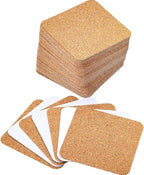 60 Pieces Self Adhesive Cork Coasters Squares/Round 4 x 4 Cork Mats Backing by HOTOP