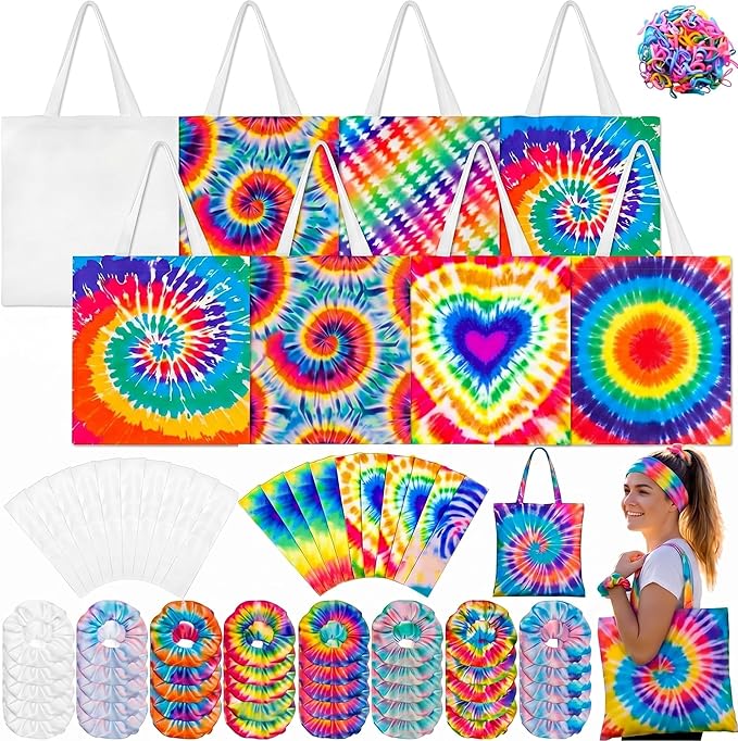Rivvlive 68 Pcs Tie Dye Kits Including 8 Cotton Canvas Tote Bags 40 White by Unknown
