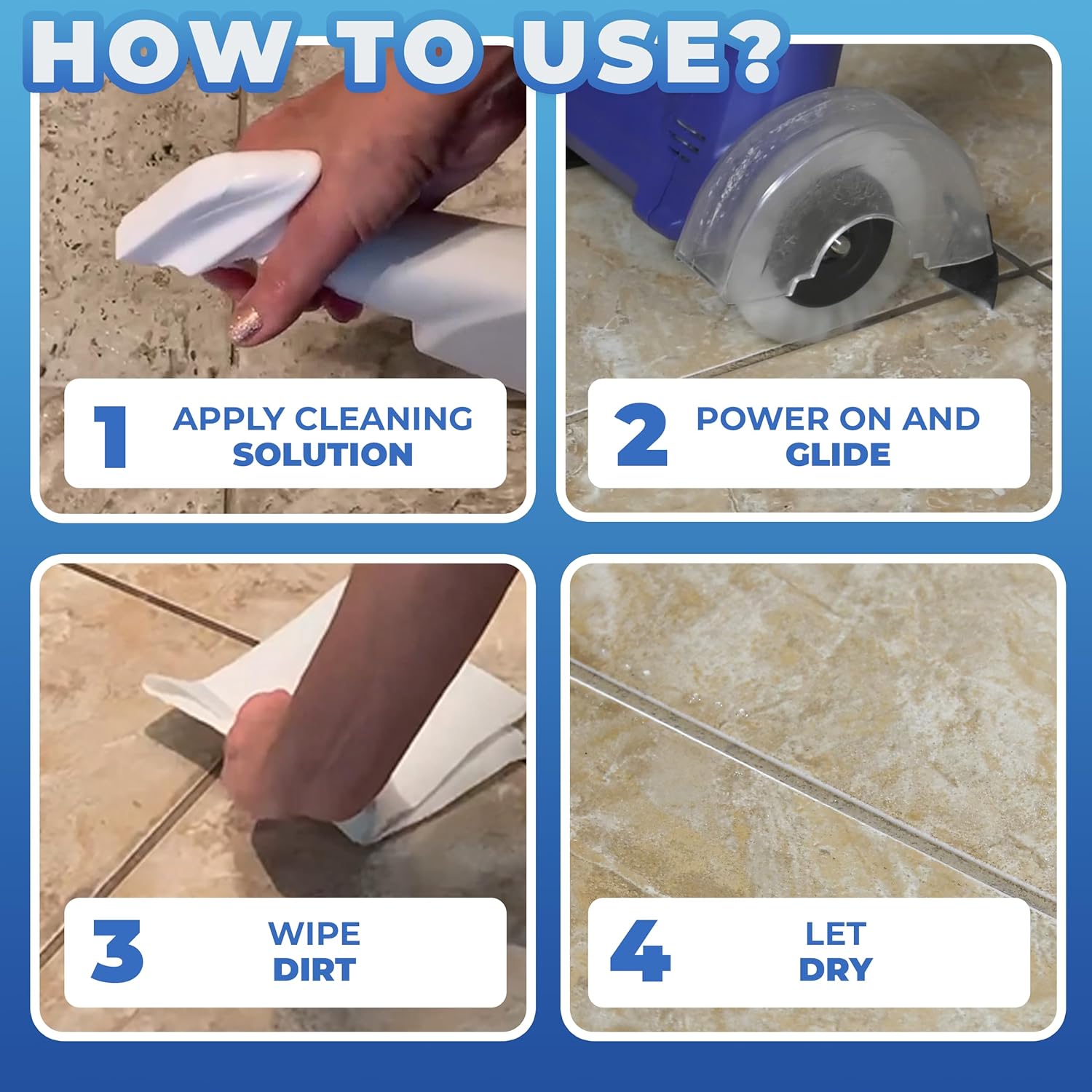 Grout Groovy! Electric Stand-Up Grout Cleaning Machine – Lightweight Deep Cleaner for Tile Floors, Bathrooms & Kitchens | Easy-to-Use Floor Scrubber Machine for Grout Lines & Tile Surfaces (Original)