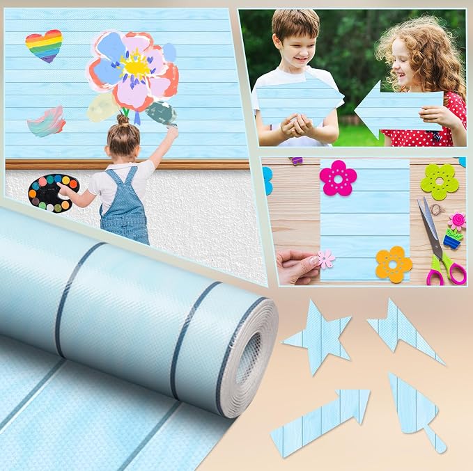 Inkspire Sky Blue Wood Bulletin Board Paper Roll, 14.8FTx47IN Large Reusable - Image 5