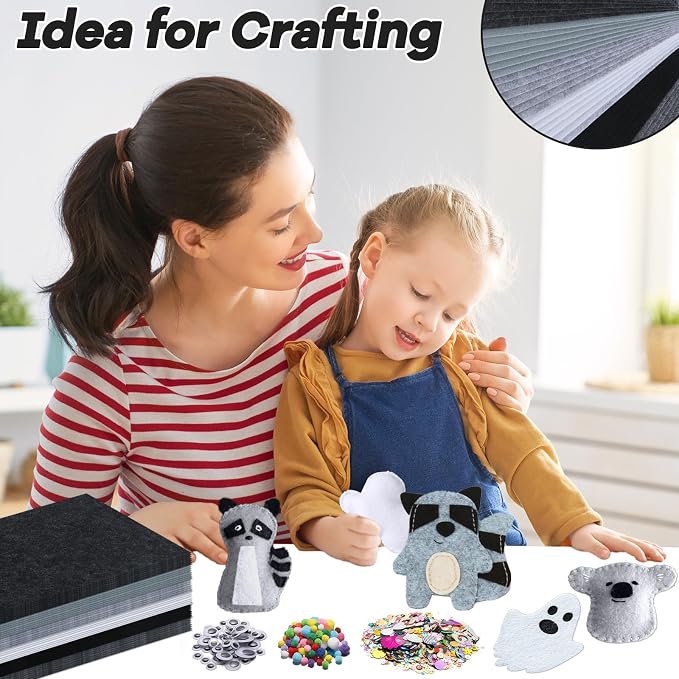 42Pcs Black Gray Fabric Sheets 8 x 12 Inch Assorted Soft Black Gray White Thick - Image 5