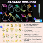 91 Pcs Homemade Bookmarks Kit, Colorful Sprout Bookmark and Pressed Flower - Image 4