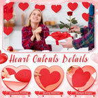 TaoBary 24 Pcs 7.08 Inch Valentine's Day Glitter Heart Cutouts Large Red Paper - Image 3