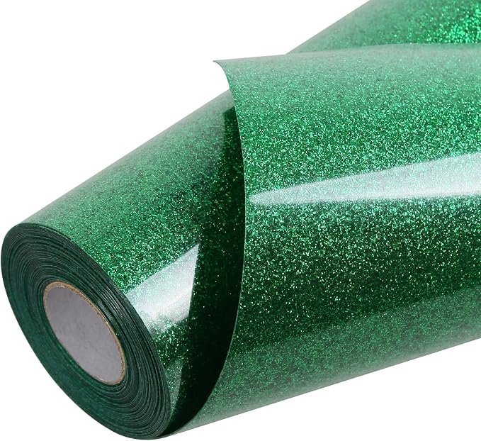 TORC Green Glitter HTV Heat Transfer Vinyl Roll 12 inch x 20 ft Iron on Vinyl by TORC