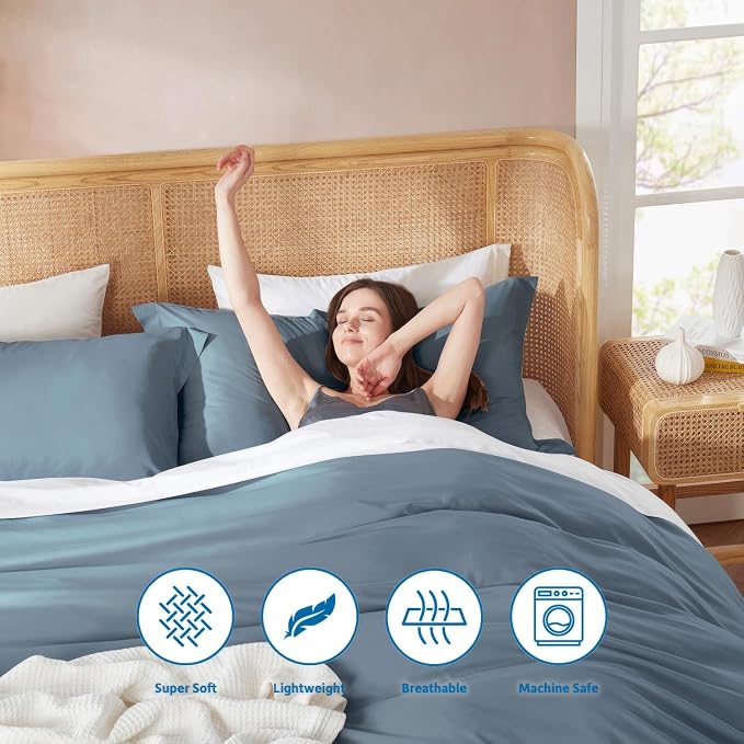 Nestl Stone Blue Duvet Cover Queen Size - Image 6