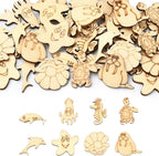 200 pcs Mixed Styles Ocean Animal Theme Undyed Wood Cutout Charms Octopus by Gythara