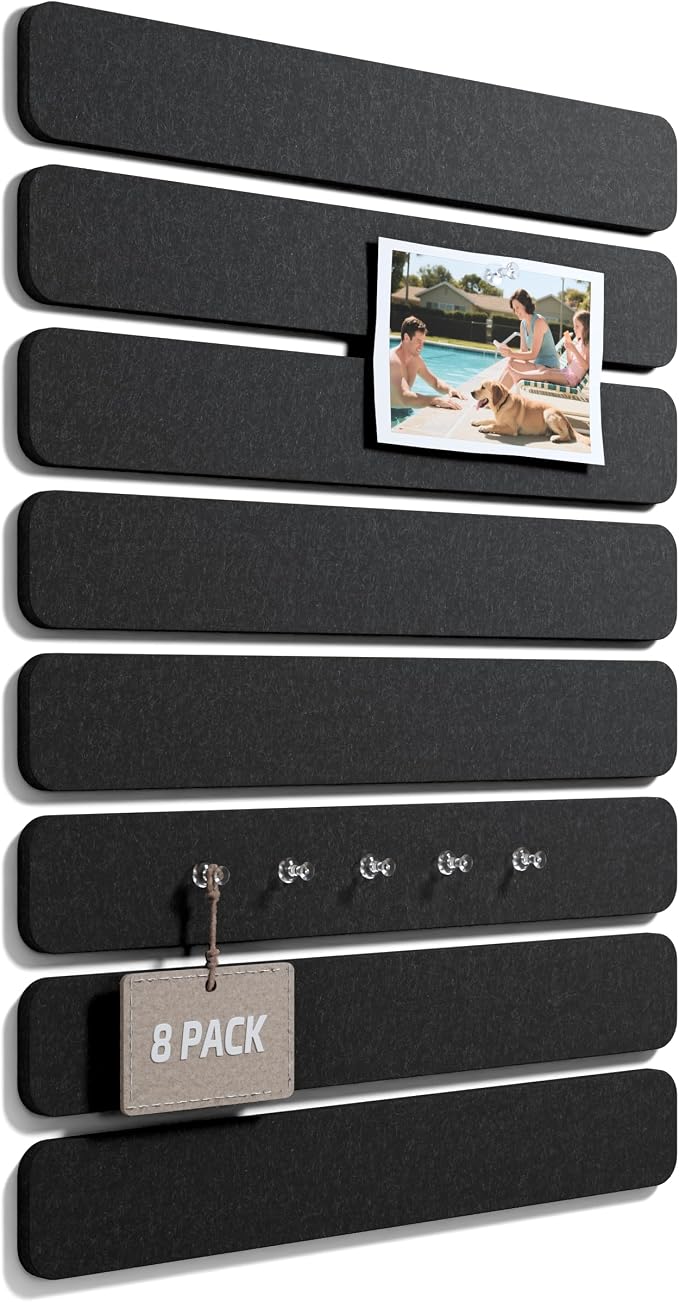 Fluxynara Cork Board Alternative Felt Strip Board 8-Pack 13"x2", Office Pin by FLUXYNARA