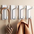 Wall Hooks for Coat and Towel: 13LB Adhesive Door Hanger Stick on, White 4 Pack