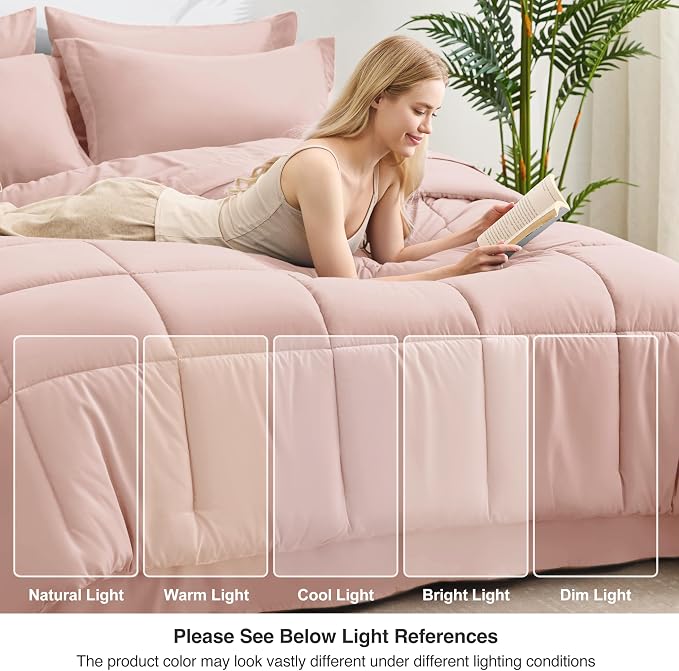 Love's cabin California King Comforter Set Blush Pink, 7 Pieces California King - Image 7