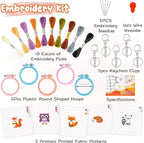 WATINC 5Pcs Embroidery Kit for Kids Stamped Cross Stitch DIY Key Chain - Image 2