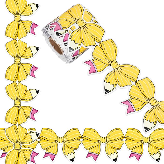 FYSUIMU 65.6 Ft Pencil Coquette Bow Bulletin Board Border Back to School Pencil by FYSUIMU