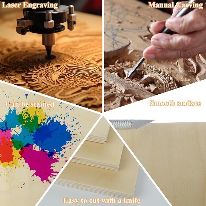 5 Pack Basswood Sheets for Crafts, Pyrography, Wood Engraving, Wood Burning - Image 4