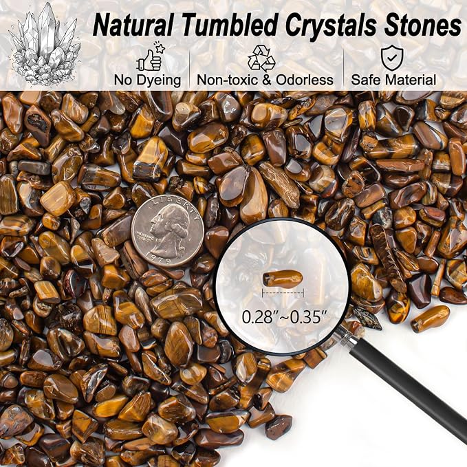 0.88 Lb Tiger Eye Aquarium Gravel Rocks Crushed Stone, Polished Natural Tumbled - Image 2