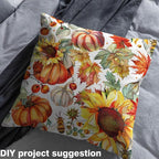Sunflowers Bees Fabric by The Yard, Fall Autumn Botanical Leaves Flannel - Image 3