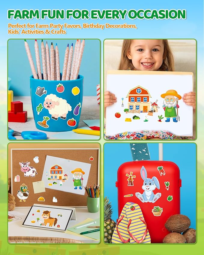 Aowplc 48 Sheets Farm Animal Make‑a‑Face Stickers - Image 6