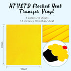 HTVSTD Yellow Flock HTV Heat Transfer Vinyl 8pcs 12×10in Iron on Vinyl | - Image 2