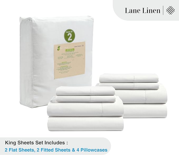LANE LINEN 100% Organic Cotton King Sheet Set, Breathable Bedding Sheet & - Image 2