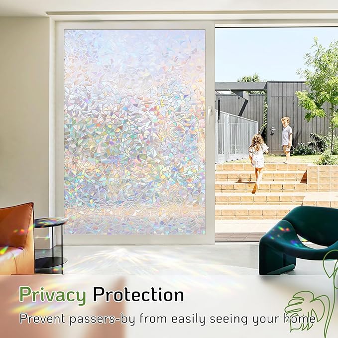LUTE Rainbow Window Privacy Film, Stained Glass Cling, 17.5" x 118.1" | 3D - Image 4