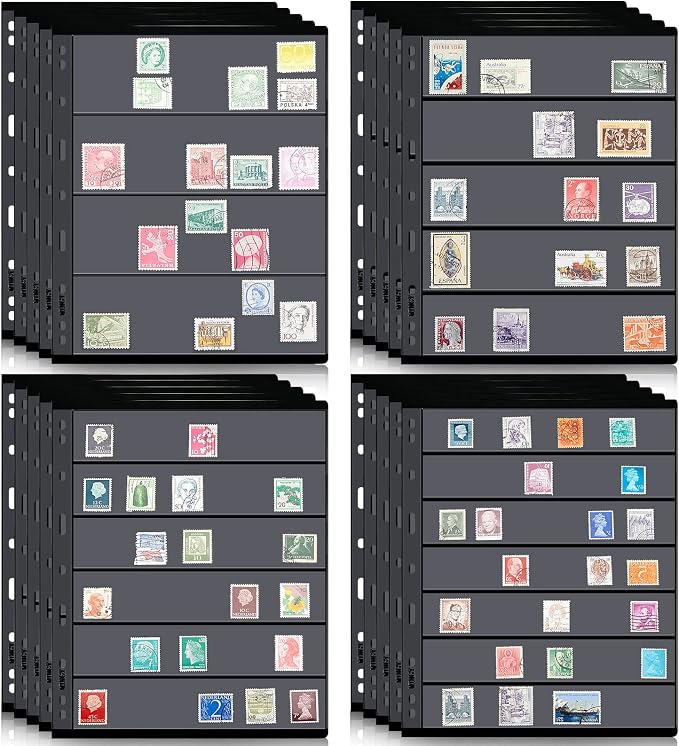 Gersoniel 20 Sheets Stamp Collection Album Pages, Transparent Design, by Gersoniel