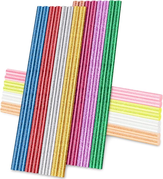 Glitter Color Hot Glue Sticks, All Temperature Adhesive EVA Glue Sticks by Manarty