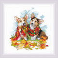 RIOLIS - Ready for Autumn 2002, Dogs Cross Stitch Kits 9¾" x 9¾", Counted Cross by RIOLIS