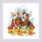 RIOLIS - Ready for Autumn 2002, Dogs Cross Stitch Kits 9¾" x 9¾", Counted Cross by RIOLIS