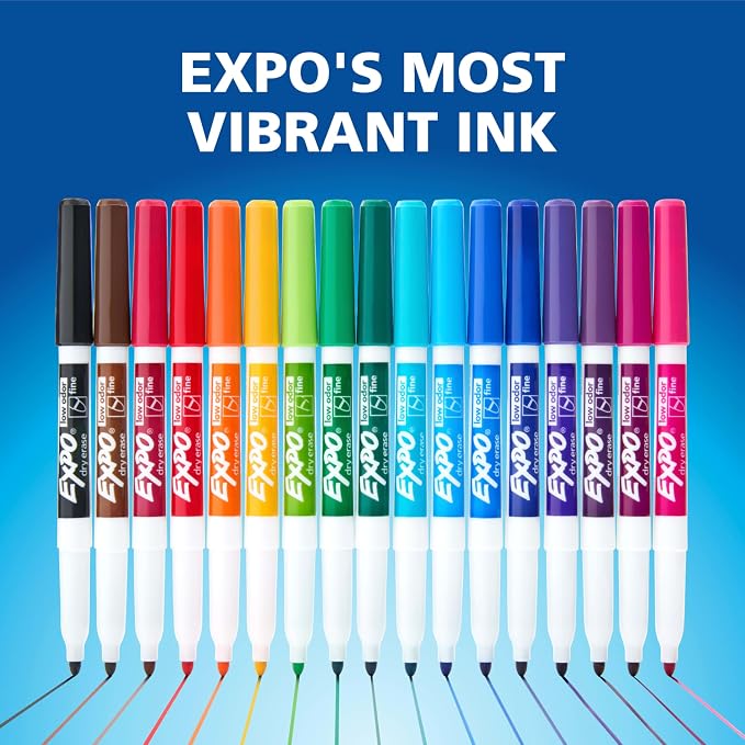EXPO Dry Erase Markers, Low Odor Ink, Fine Tip, Essential Supplies - Image 9