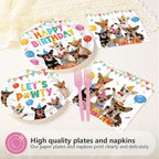 96Pcs Chihuahua Birthday Party Decoration Let's Pawty Plates and Napkins Puppy - Image 3