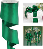 HUIHUANG Forest Green Wired Ribbon 2.5 inch Green Satin Wire Ribbon by HUIHUANG