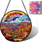 Canyon Rainbow Faux Stained Glass Window Hanging Acrylic Sun Catcher 11.8" | by Yoqame