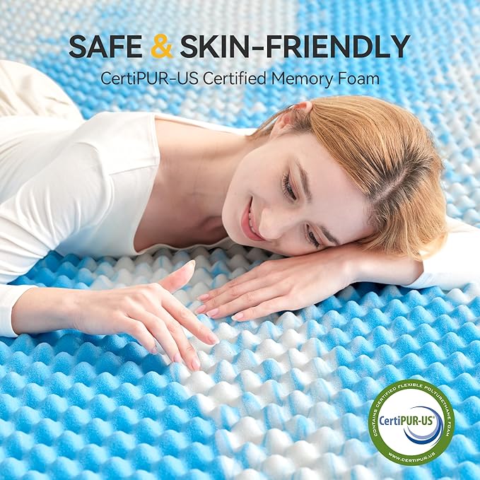 SINWEEK 2 Inch Egg Crate Memory Foam Mattress Topper Full Size, Soft Mattress - Image 4