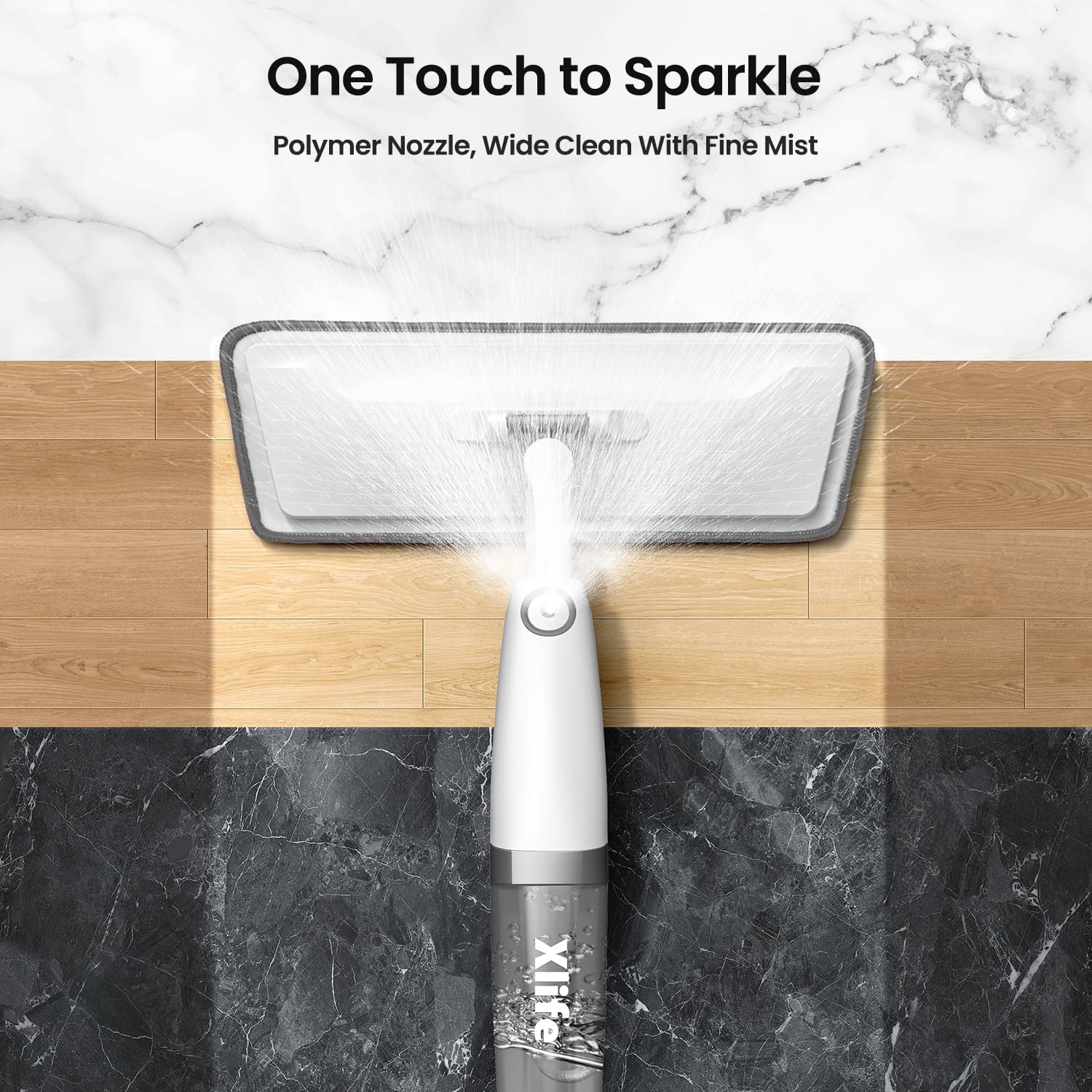 Spray Mops for Floor Cleaning, Xlife Microfiber Dust Mop with 3 Washable Pads Mop with Sprayer Wood Mops Commercial Home Use for Wood Hardwood Laminate Ceramic Tiles Floor-Gray (No Cleaner)