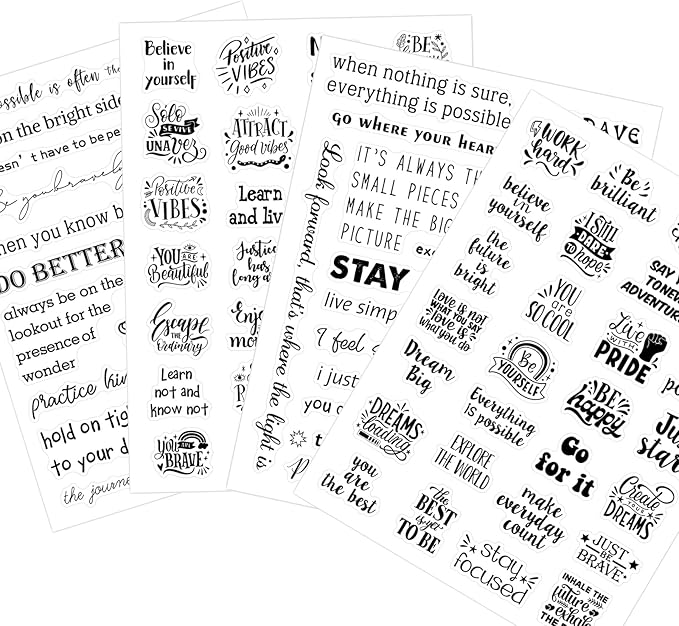 Yoksas 100Pcs Black Inspirational Quotes Stickers by YOKSAS