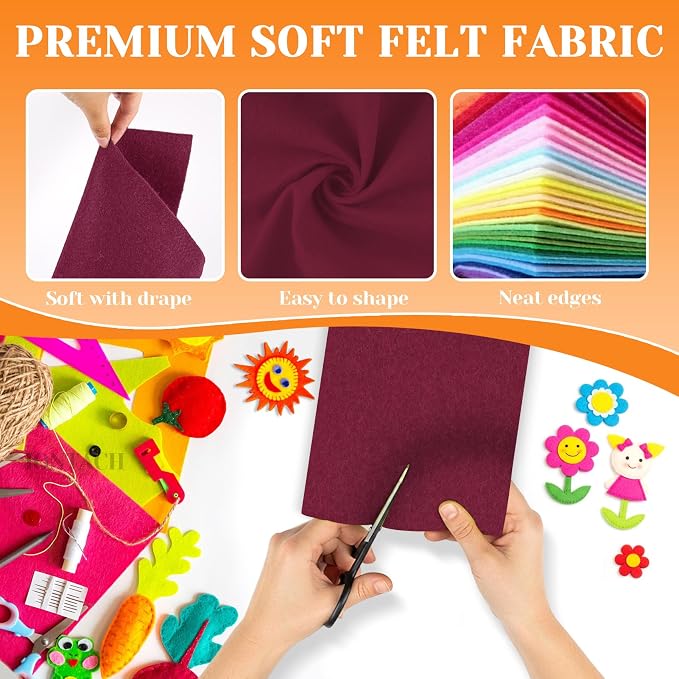 IONTACH 9" X 12" Soft Felt Sheets 1.6mm Thick | Felt Fabric - Image 4