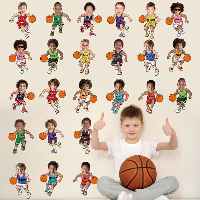 48 Set Basketball Bulletin Board Decors Basketball Players Cutouts Basketballs - Image 5