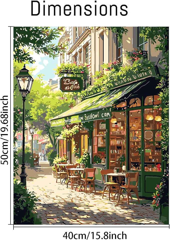 Mrnsiet Paint by Numbers Kit for Adults, Easy Street Cafe Adult Paint by Number - Image 5