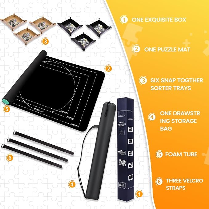 Pohxev Jigsaw Puzzle Mat Roll Up, Portable Saver Pad 48” x 31” Up to 2000 Pieces - Image 3