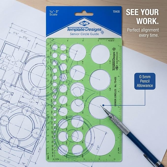Alvin, Senior Circle Guide Template, Drawing and Drafting Tool - Image 5