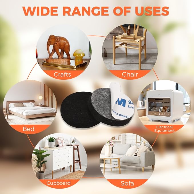 Felt Furniture Pads 120 PCS, Non Slip Self Adhesive Felt Pads Chair Leg Floor - Image 7