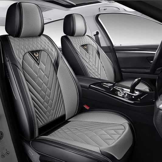 Seat Covers,Car Seat Covers Full Set,Car Seat Cover, Car Seat Covers Front Seat Cover,Waterproof Car Seat Cushion,Leather Seat Cover Seat Protector Universal Fit Most Car（2 Seat,Gary&Black）