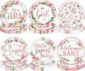 Funnymoom 60 Pcs 7 Inch Baby Shower Paper Plates Girl Pink Floral Baby Shower by Funnymoom