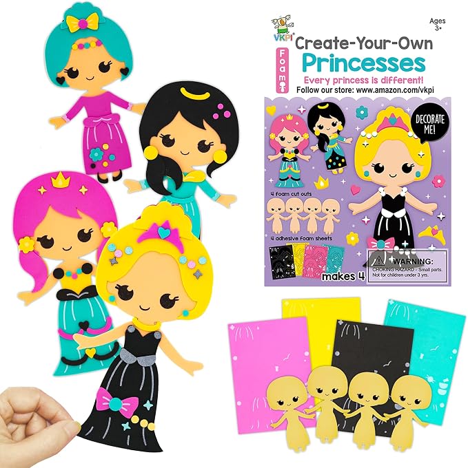VKPI 4 Pieces EVA Foam Art Crafts Gift Kit, Creative Make Your Own Princess by VKPI