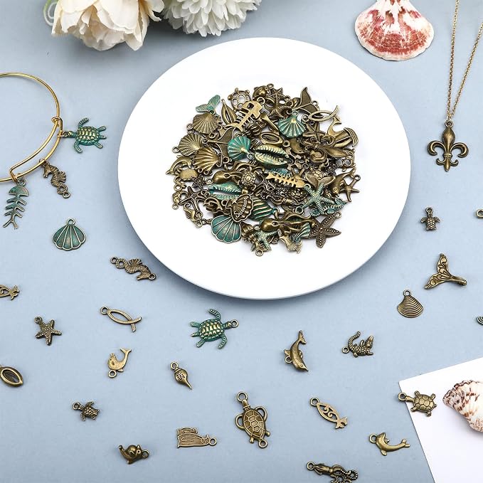 MARFOREVER 120 Pcs Sea Themed Ocean Charms - Image 3