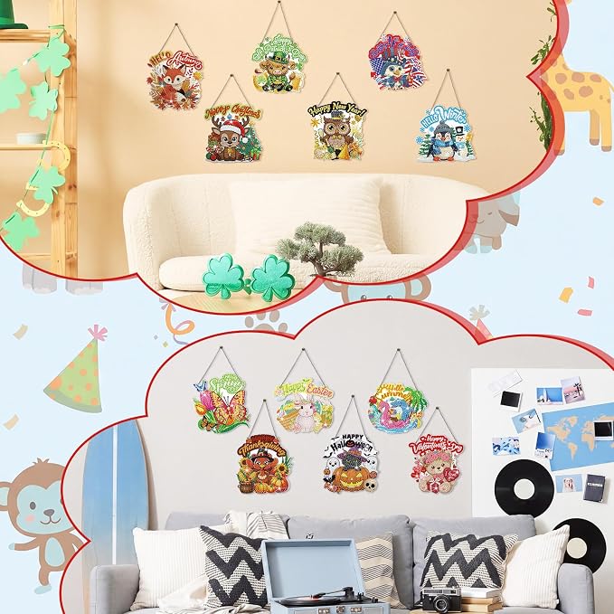 Cinnvoice 12 Pcs Summer Seasonal Diamond Art Hanging Ornament Kit - Image 4