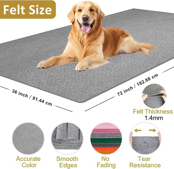 XSEINO Gray Large Felt Fabric 72" X 36 ", 1.4 mm Thick Soft Felt Fabric Sheet - Image 2