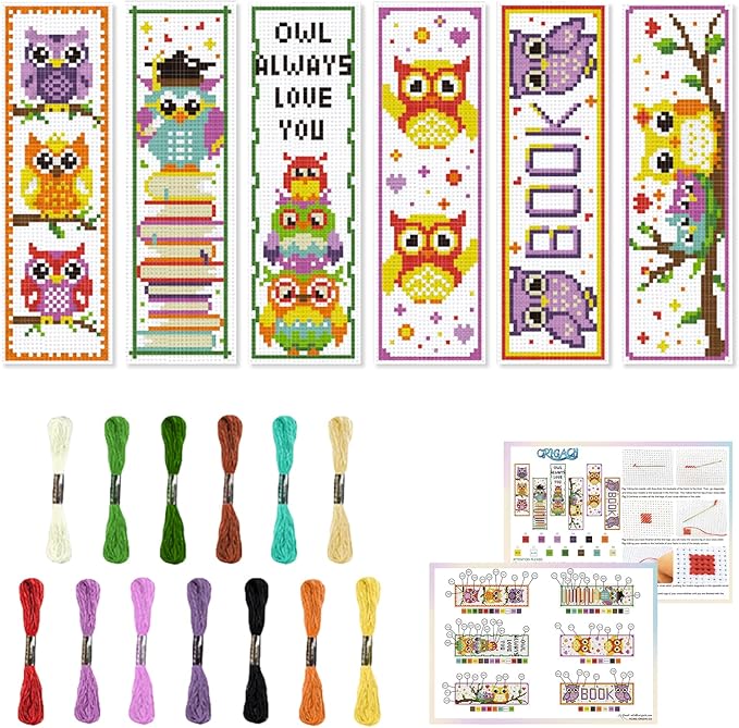 ORIGACH 6 Set Cross Stitch Bookmark Kit by ORIGACH