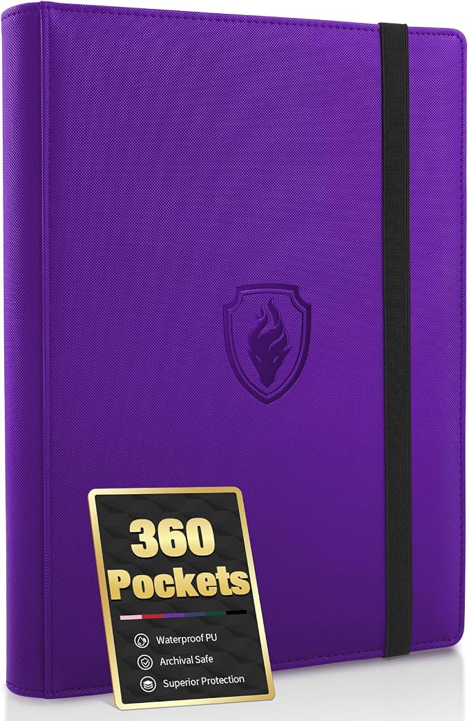 Premium 9 Pocket Card Binder for 360 Cards, Fabmaker PU Cover Trading Card by Fabmaker