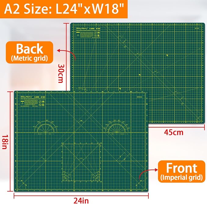 Self Healing Cutting Mat A2 18"x 24" Double Sided Green Mat - Image 3