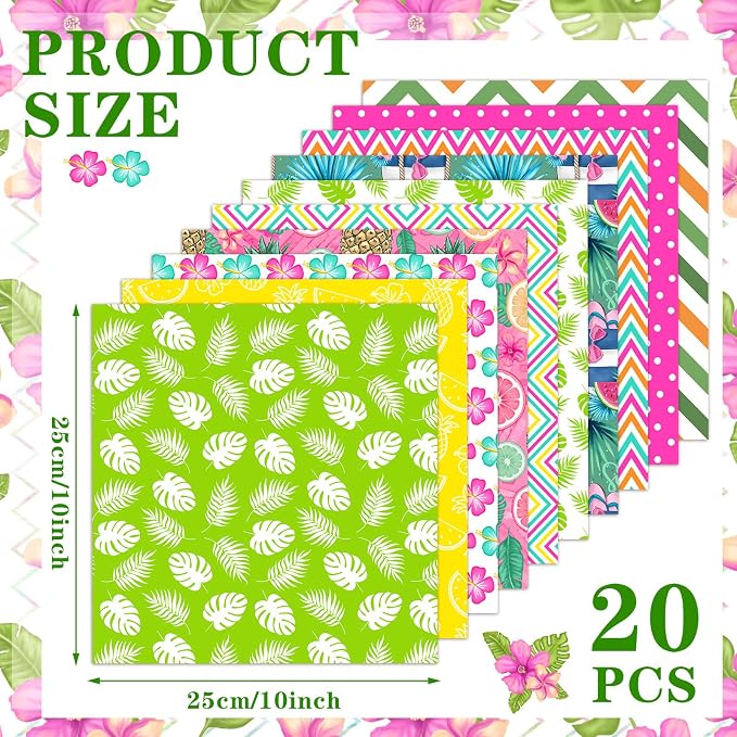 HunnmingRe 20 Pcs 10''x10'' Summer Tropical Quilting Fabric Square Pineapple - Image 2