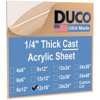 Duco Clear Cast Acrylic Sheets 1/4" Thick 12" x 16" by DucoPlasticsSupply